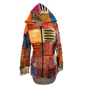 The Collection Royal Womens Zip Jacket Patchwork Colorful Hoodie Zip Boho Hippie